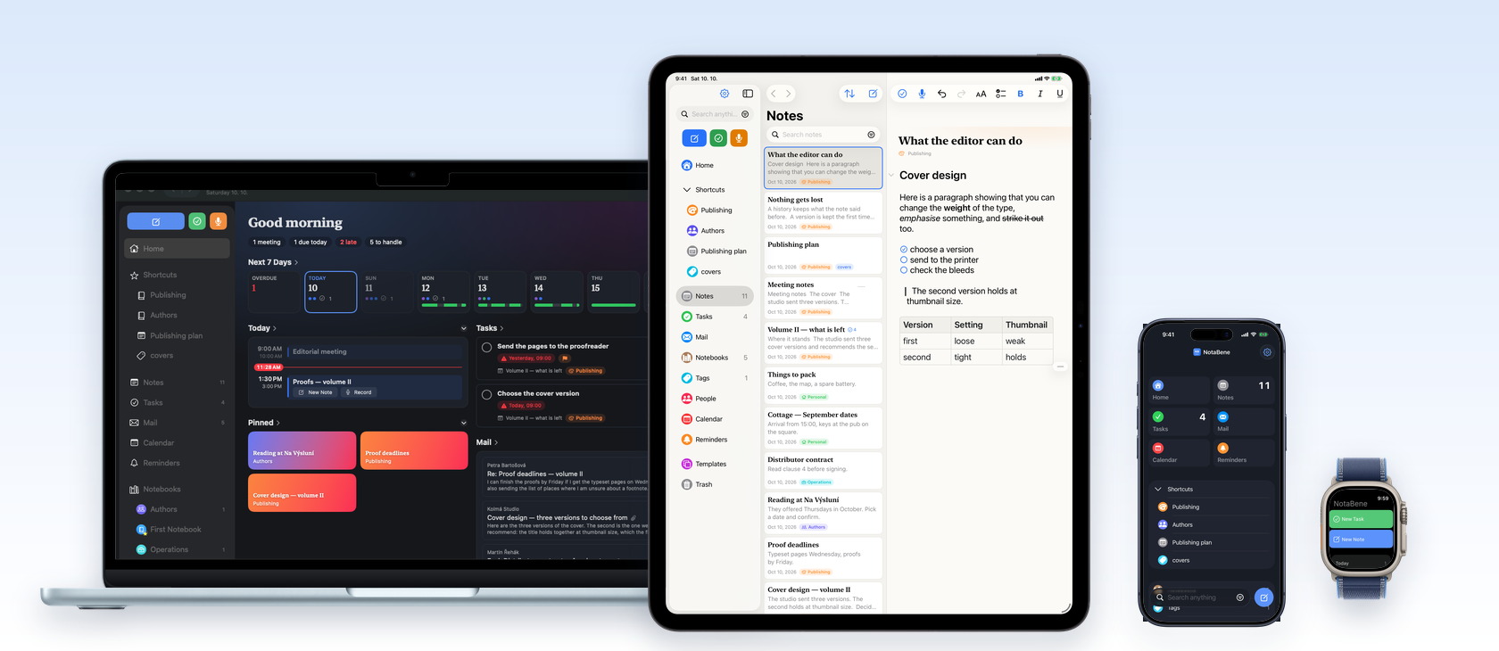 NotaBene on Mac, iPad, iPhone and Apple Watch